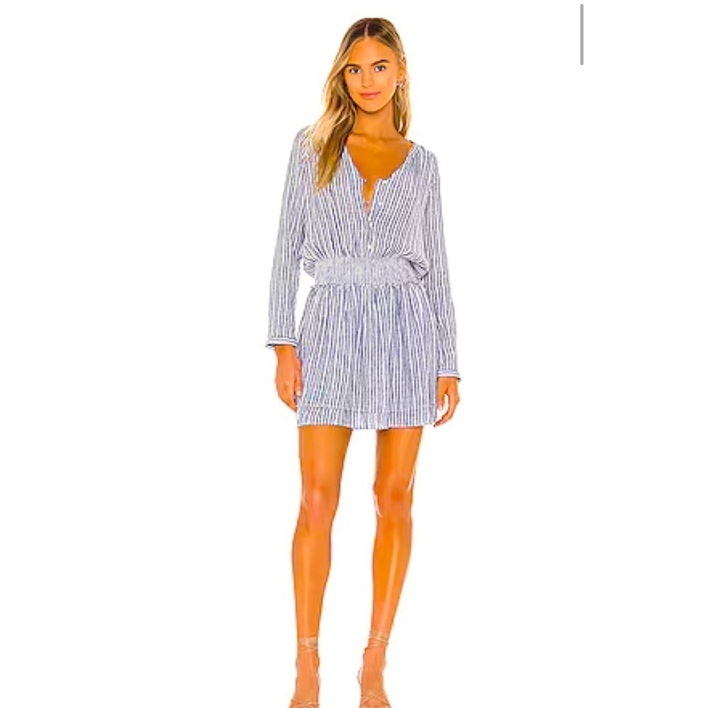 RAILS Jasmine Tibet Striped Linen Smocked Dress Long Sleeve Revolve